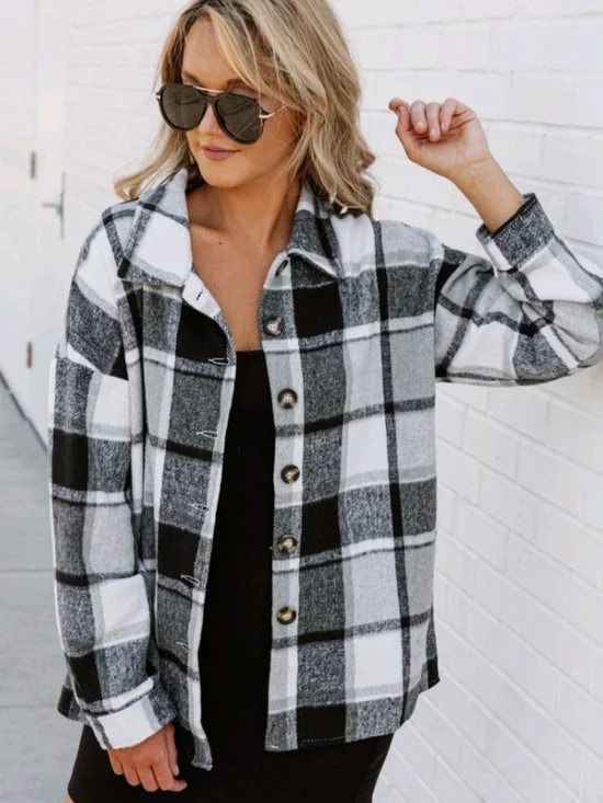 Gameday Couture Nebraska Huskers Plaid Black/White Shacket Jacket - Picture 15 of 15